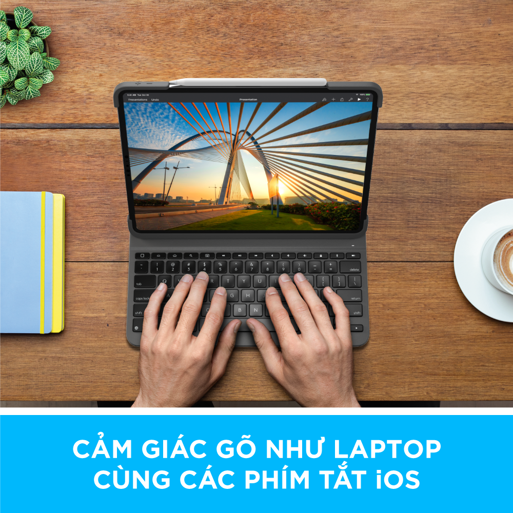Bao da kèm bàn phím Logitech Slim Folio Pro dành cho iPad Pro 12.9 inch - Hàng chính hãng