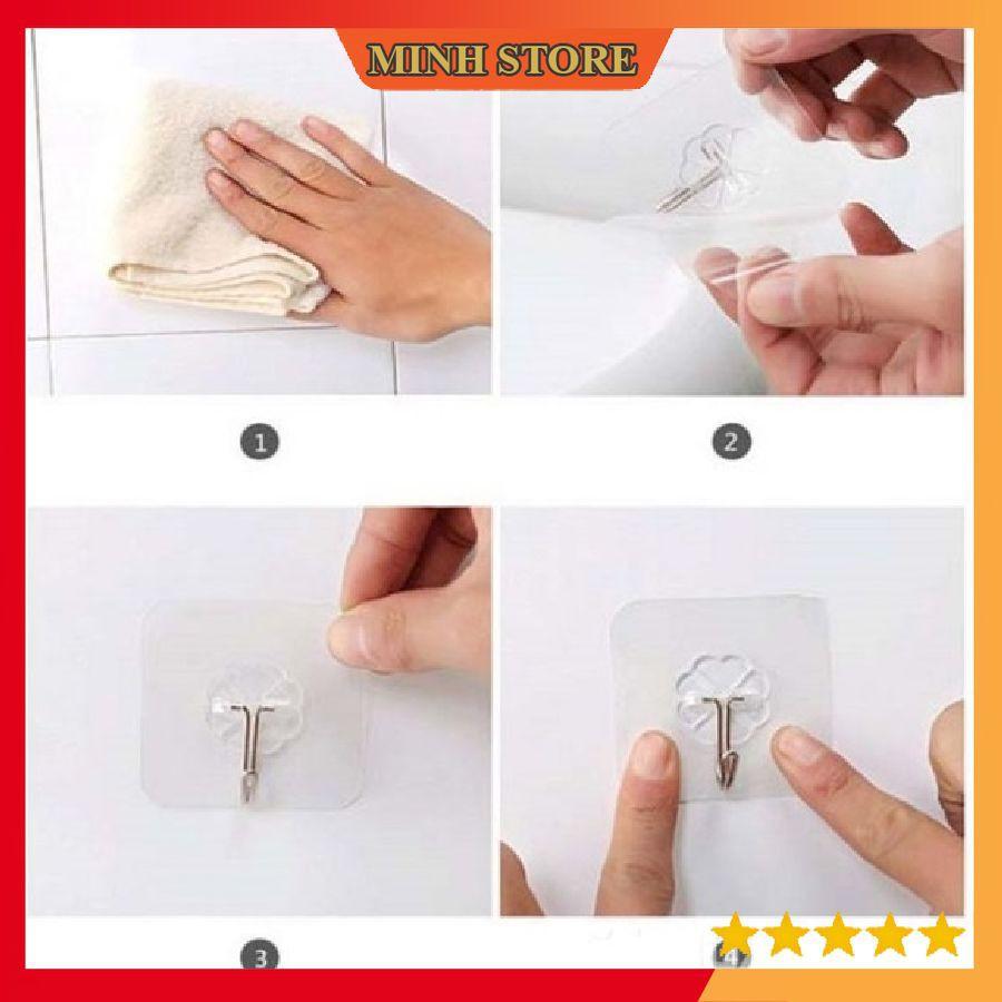 800 đồng Móc dán tường siêu dính trong suốt chịu lực tốt, móc treo đồ tiện dụng 6x6 cm - Minhstore66