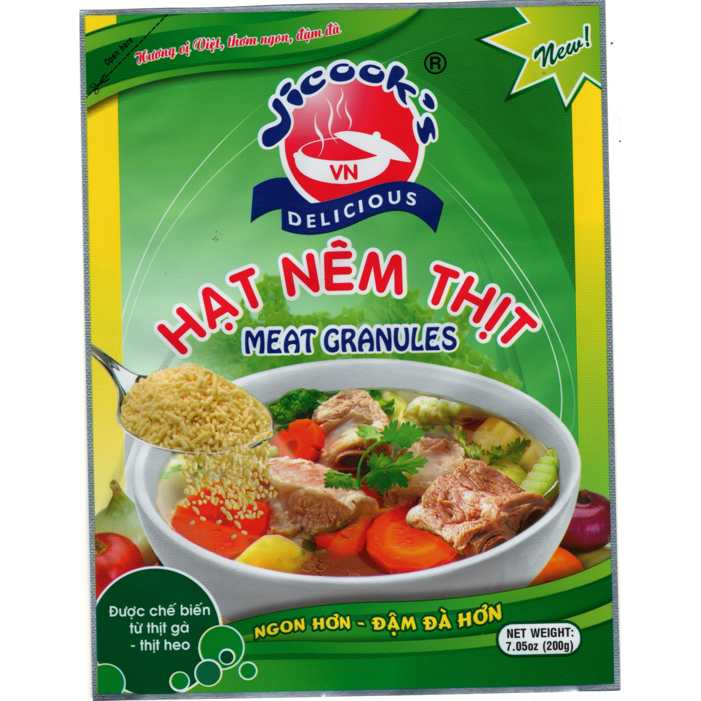 Combo 5 gói Hạt nêm Thịt Vicook's 200gr/gói