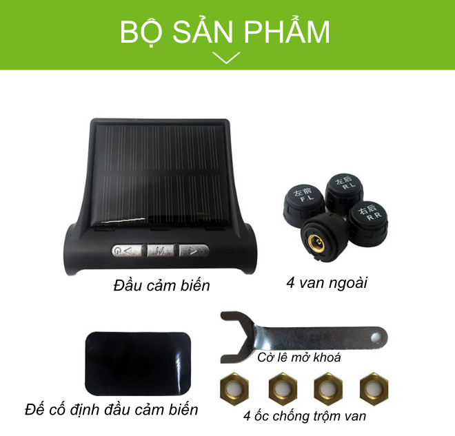 Cảm biến áp suất lốp xe ô tô TPMS thông minh màn hình LCD màu, chạy bằng năng lượng mặt trời lắp van ngoài T3 