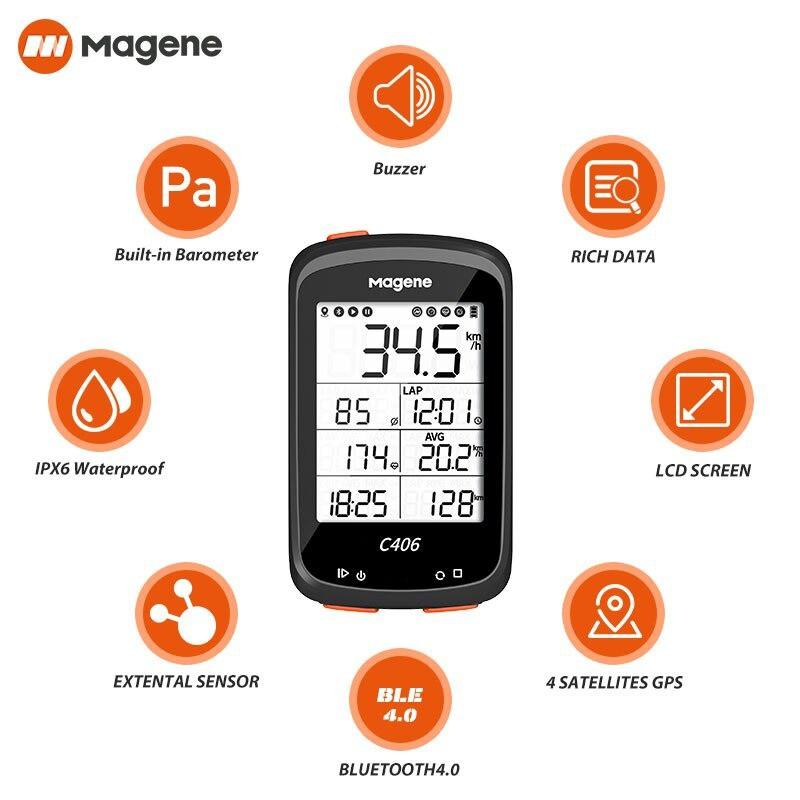 Đồng Hồ Xe Đạp MAGENE C406 ( Bản Full) Kèm Pad Đồng Hồ Thông Minh Không Dây Kết Nối GPS Bluetooth (ANT + Strava)