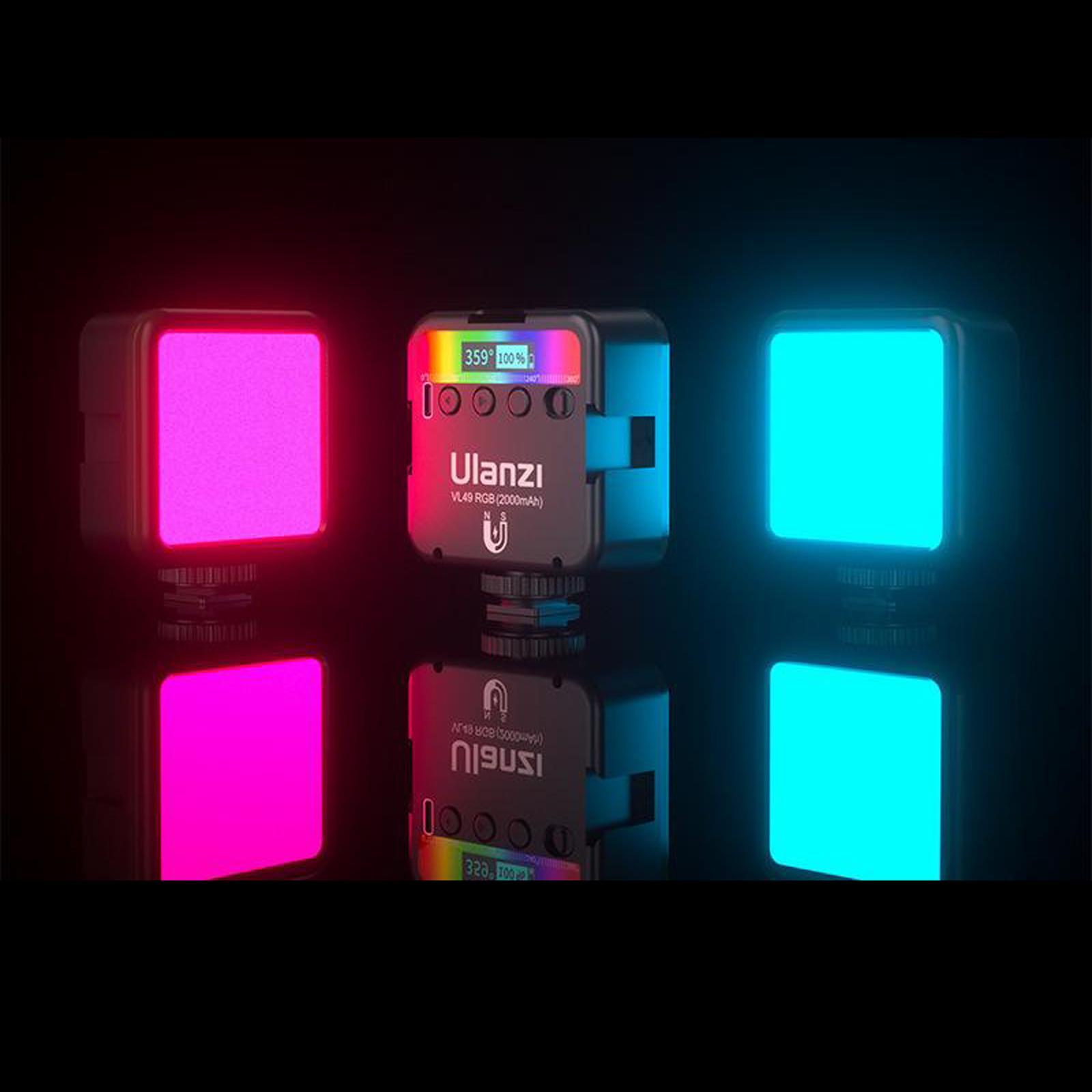 Portable VL49 RGB Video Light Camera Light Full Color 3 Cold Shoes