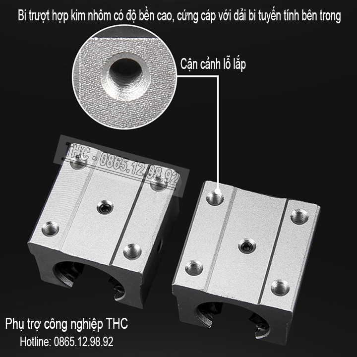 Thanh Ray Trượt Tròn Có Đế SBR12 (2 Thanh Ray Ø12 + 4 Con Trượt) Dẫn Hướng Chuẩn Thép Mạ Crom Chống Rỉ