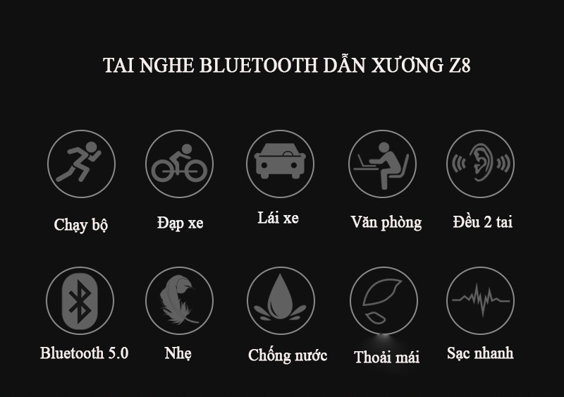 Tai Nghe Thể Thao Dẫn Âm Qua Xương Z08 Âm Thanh Chân Thực Đến Từng Chi Tiết