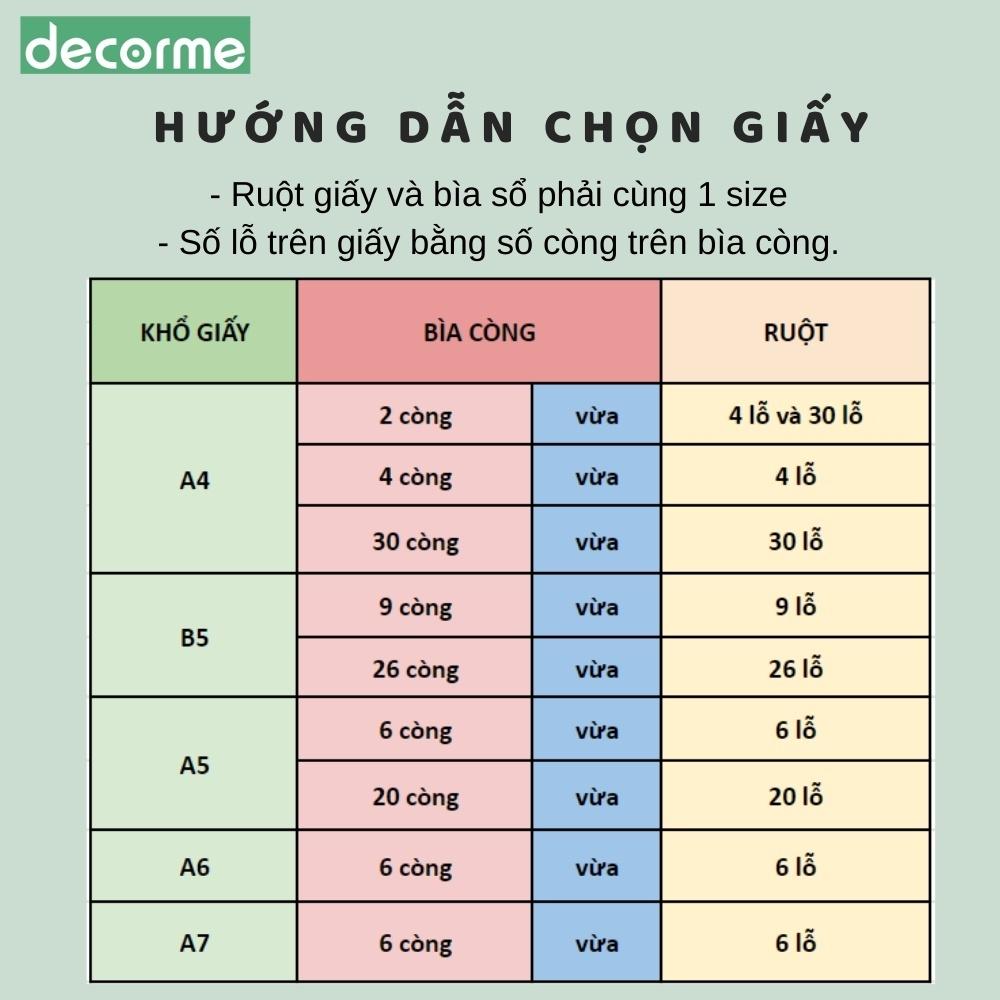 Sổ còng DecorMe binder sổ còng sắt A5 20, 6 lỗ bìa còng Tặng Tab phân trang