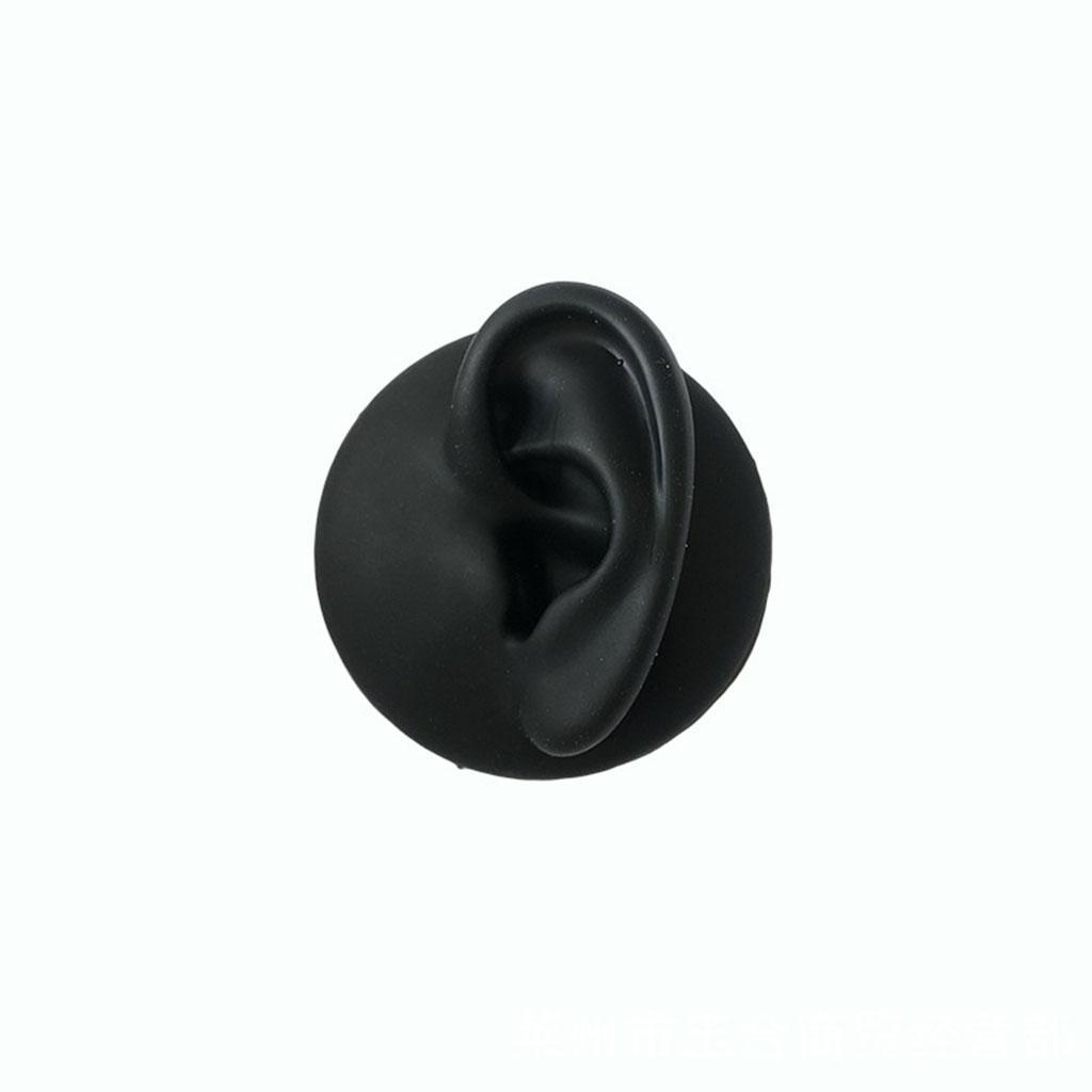 2X Simulation Ear Model Silicone for Jewelry Display Asmr Sleep Left Ear Black
