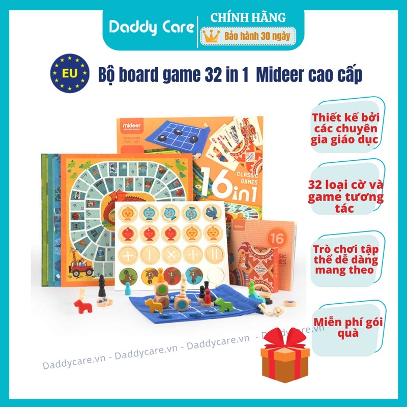 Bộ Cờ Cổ Điển Mideer Classic Games 16 In 1, Đồ Chơi Trí Tuệ Dành Cho Bé Từ 2,3,4,5,6,7 Tuổi