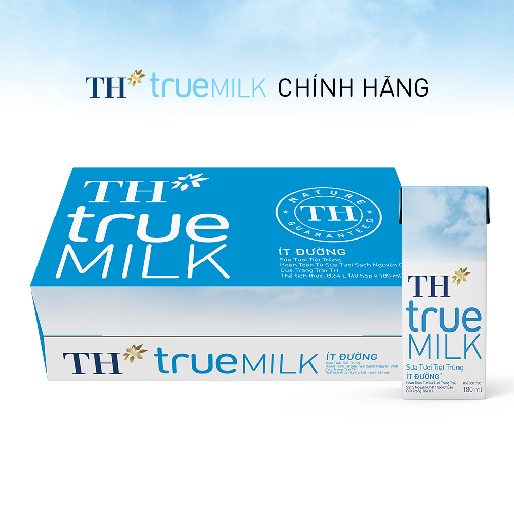 Hình ảnh Thùng 48 hộp sữa tươi tiệt trùng ít đường TH True Milk 180ml (180ml x 48)