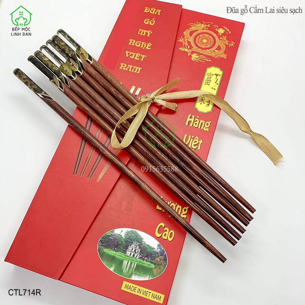 Đũa Cẩm đầu 3D Rồng vàng_Tượng trưng cho sự Thịnh vượng_Bộ 10 đôi tặng hộp