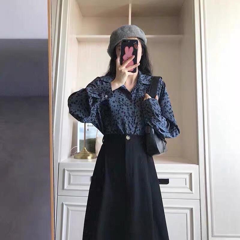 Chân váy MIDI dài 1 khuy dáng chữ A dài