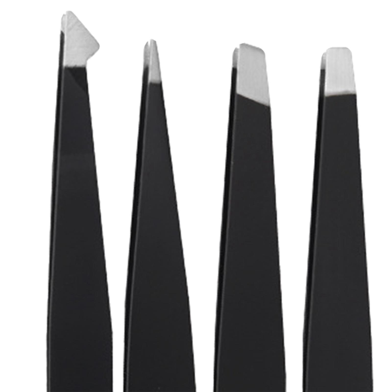 Fine Hairs Puller Stainless Steel Professional 4 in1 Slanted Black