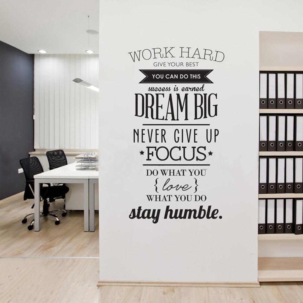 Decal dán tường chữ truyền động lực WORK HARD - DREAMS BIG