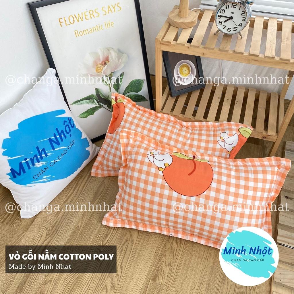 Vỏ gối nằm Cotton Poly Minh Nhật thiết kế nhét đè không khóa kéo tiện lợi kích thước 45x65cm lẻ 1 chiếc