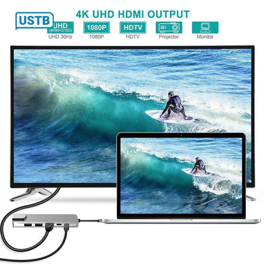 Bộ chuyển đổi nguồn 5/6 trong 1 USB type C Hdmi 4K USB 3.0 PD sang Ethernet Rj45 Lan