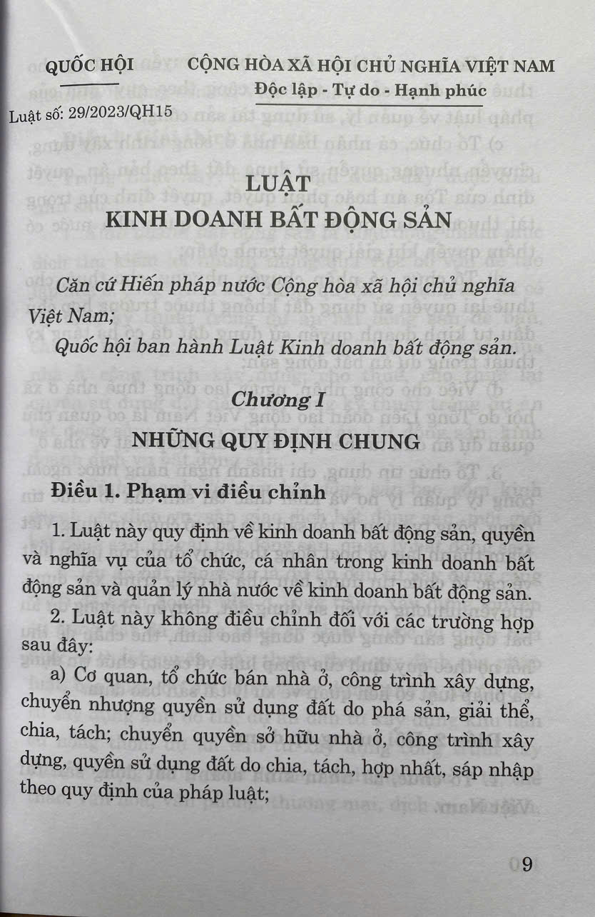 Luật Kinh Doanh Bất Động Sản Năm 2023 ( Sửa đổi, bổ sung năm 2024 )
