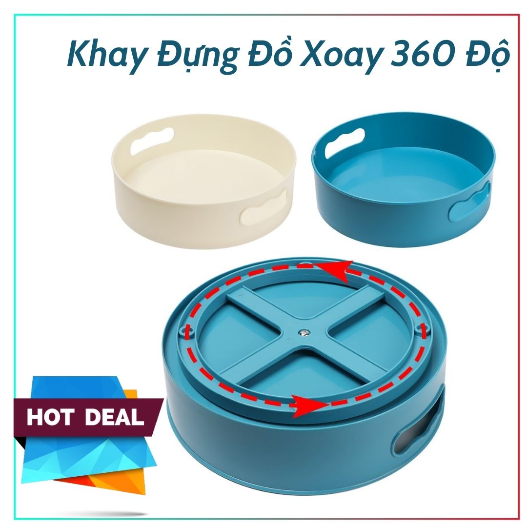 Khay Đựng Đồ, Gia Vị, Mỹ Phẩm Xoay 360 Độ - Chống Trượt Đa Năng Cho Nhà Bếp / Phòng Tắm / Nhà Cửa