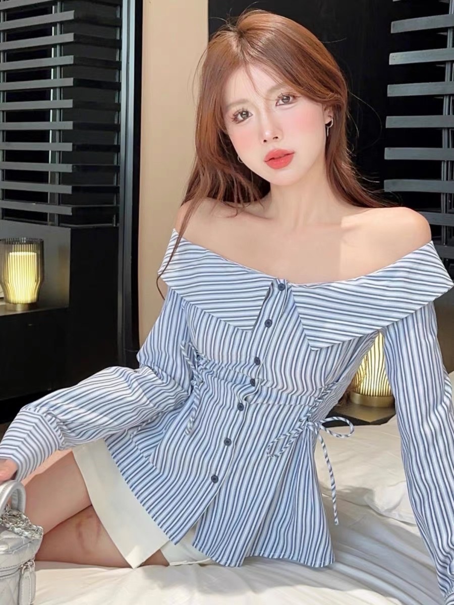 ĐẦM SET ÁO TRỄ VAI SƠ MI TAY DÀI ÔM BODY XANH PASTEL + CHÂN VÁY NGẮN LƯNG CAO CHỮ A ĐI TIỆC ĐI CHƠI NOEL DẠO PHỐ GIÁNG SINH ĐI BIỂN