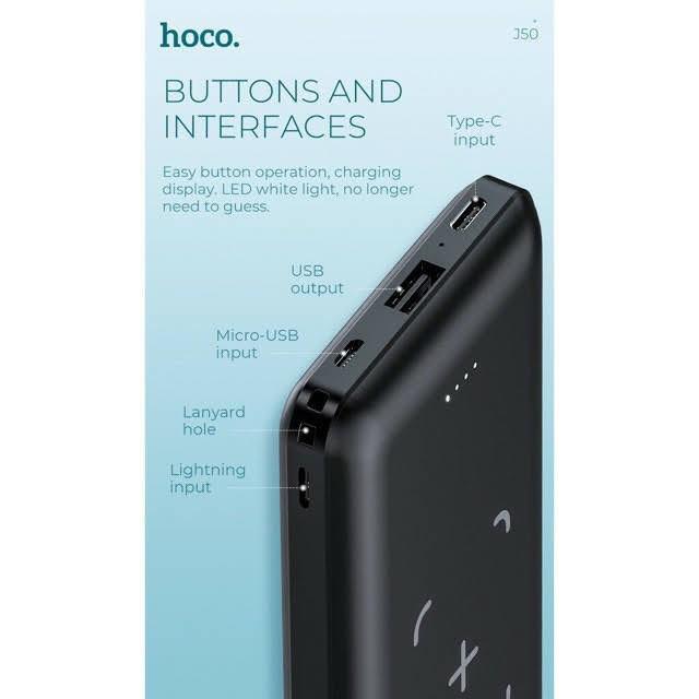 Pin Sạc Dự Phòng Hoco J50-10.000mAh-Sạc Không Dây J50,HÀNG CHÍNH HÃNG