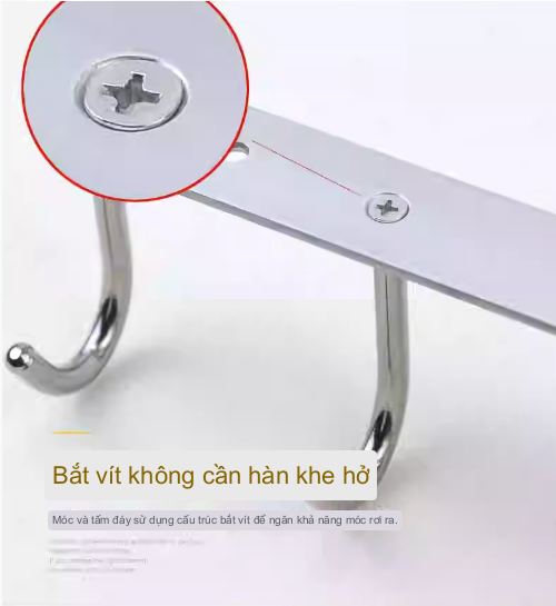 Giá 6 Móc treo dụng cụ không cần khoan Hanger Germany Inox 304 - tặng kèm keo dán