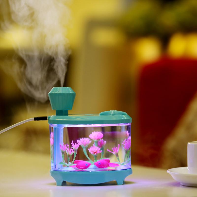 Bể Cá Mini Máy Phun Sương Tạo Ẩm Khuếch Tán Tinh Dầu 460 Ml Im Lặng Atomizer USB Máy Phun Dễ Thương Dạ Quang Máy Phun Sương Tạo Thích Hợp Cho Văn Phòng Nhà