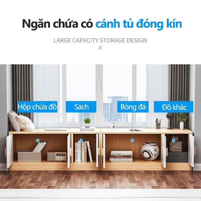 Kệ tivi phòng khách , tủ gỗ thấp kê cửa sổ ban công phòng khách trang trí 3 cánh