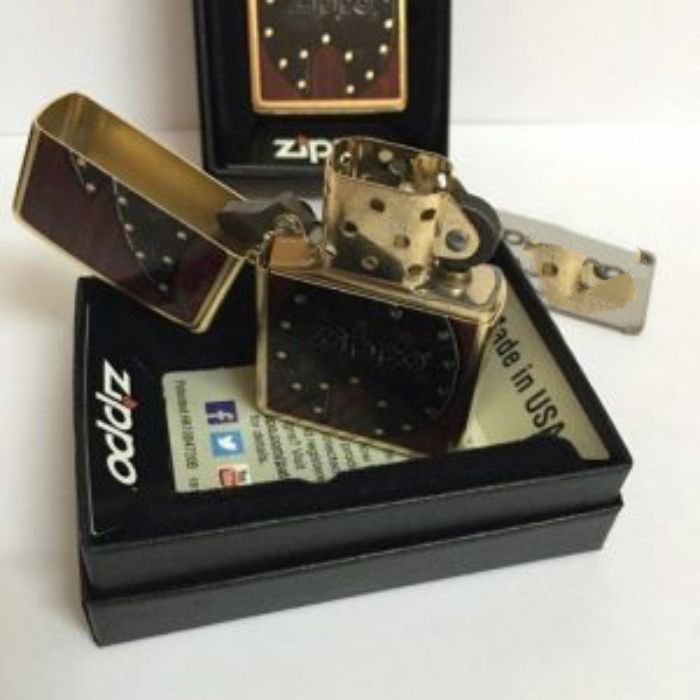 Bật Lửa Zippo Leather Flame Gold Dust Chính Hãng Usa
