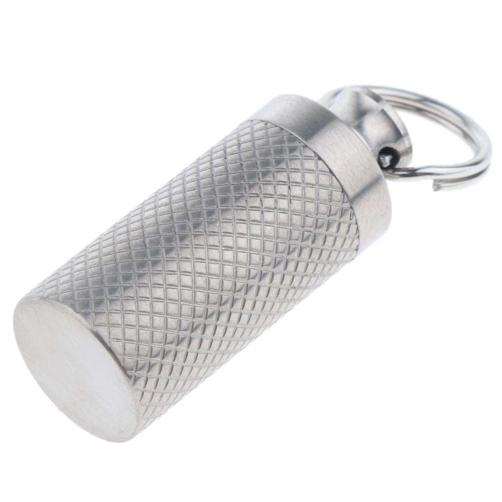 Portable Pill Case, Titanium Waterproof Pill Box Dispenser Keychain for Vitamins Tablets Capsules Storage Organizer Bottle