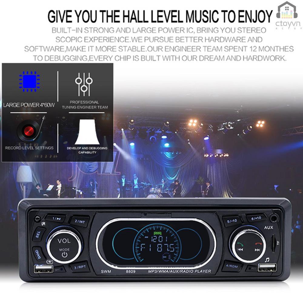 Máy nghe nhạc MP3 SWM 8809 Bluetooth kèm micro và điều khiển từ xa cho xe hơi