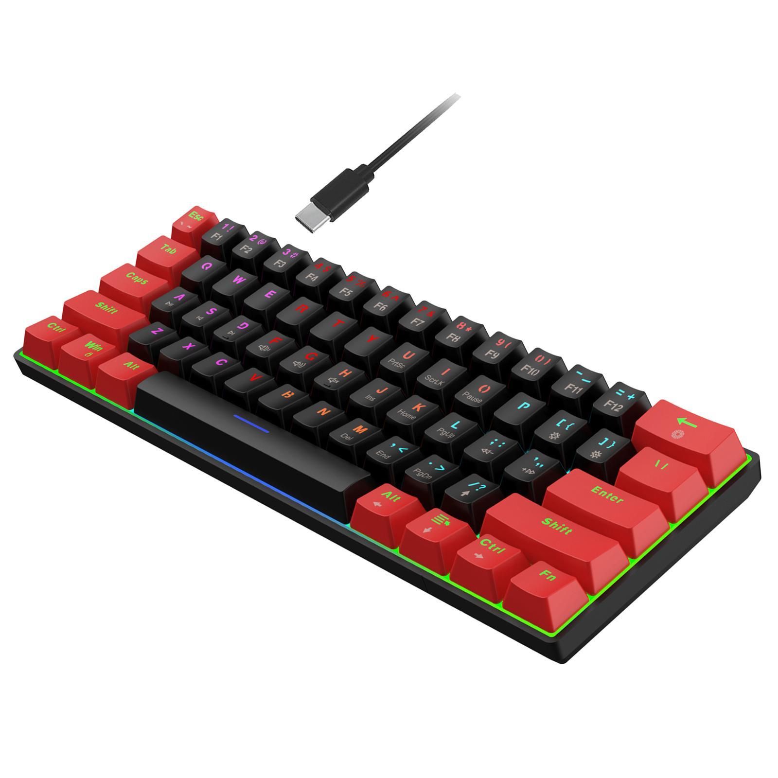 Gaming Keyboard USB Compact LED Backlit 61 Keys for Game Laptop Office