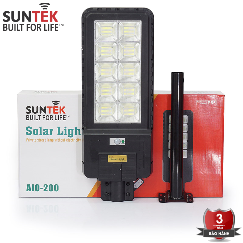 Đèn Đường Năng Lượng Mặt Trời Liền Thể SUNTEK LED Solar Light AIO-200 200W - Hàng Chính Hãng