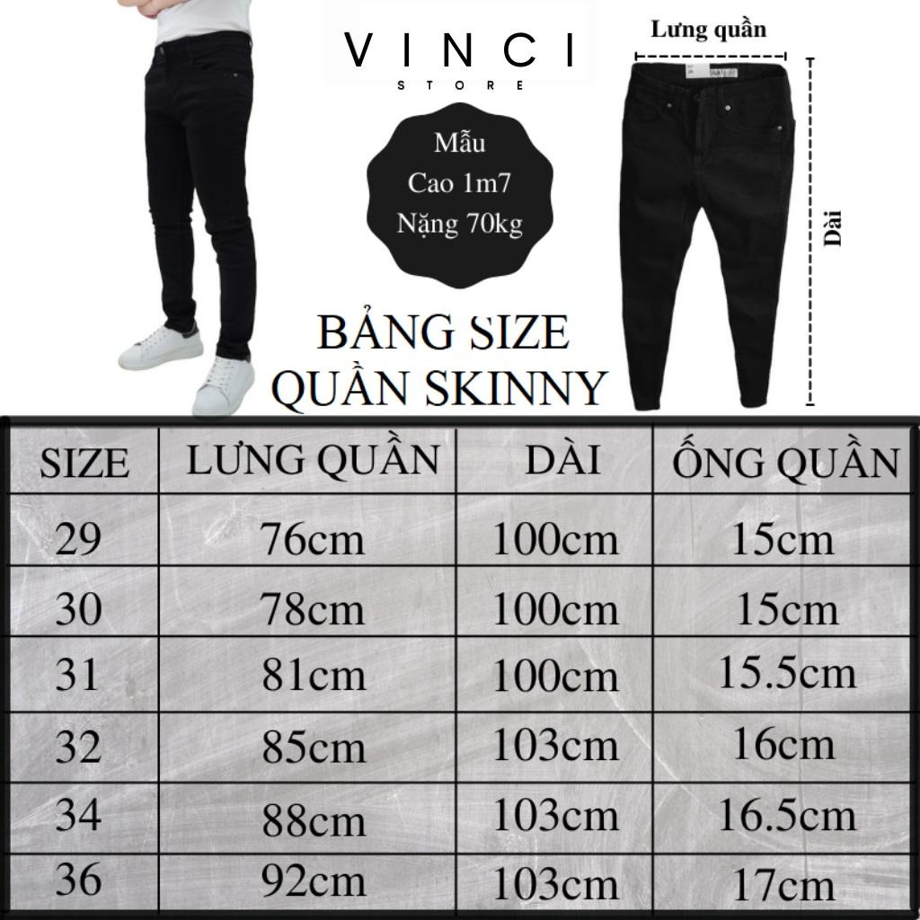 Quần Jean Nam Đen Trơn Skinny & Slim Fit Ống Côn Co Dãn Tôn Dáng