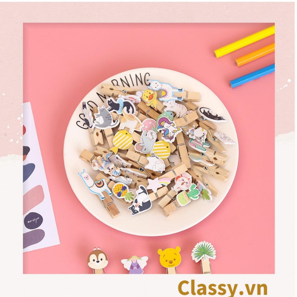 Bộ 10 chiếc Kẹp Classy gỗ Kẹp Classy ảnh hình dáng cực xinh kích thước 3.5 * 0.7CM PK632