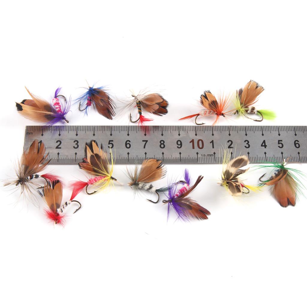 24Pcs Trout Fly Fishing Flies Dry Lures Baits Tackle Hooks Set + Fly Box