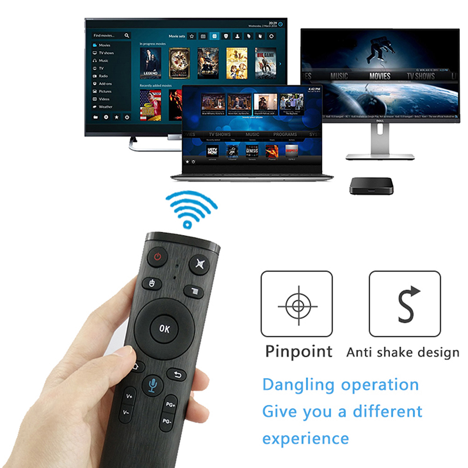 Điều Khiển Từ Xa Không Dây Bằng Giọng Nói 2.4g USB Đầu Dành Cho TV Thông Minh AnDroid TV Box HtPC PC Máy Chiếu, Màu Đen