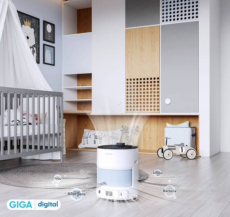 Robot Lọc Không Khí Tự Động Ecovacs Airbot Ava Kết Nối App Diệt Khuẩn UV - Hàng Chính Hãng