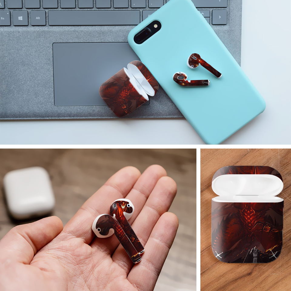 Miếng dán skin chống bẩn cho tai nghe AirPods in hình Diablo - diabl004 (bản không dây 1 và 2)