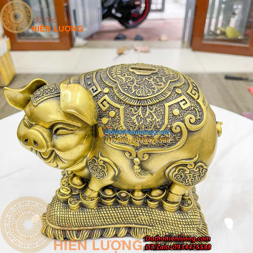 Tượng Heo Đồng Bỏ Ống Tiết Kiệm Kích Thước 10x14x18cm, Nặng 2,4Kg - Đồ Thờ Hiên Lượng