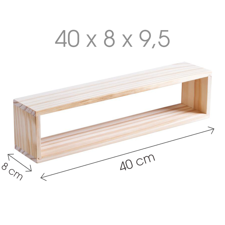 Combo 3 Kệ Gỗ Trang Trí Để Bàn Hình Chữ Nhật Không Cần Khoan Tường Gỗ Thông Màu Vàng - Kích thước: 40x10x8cm