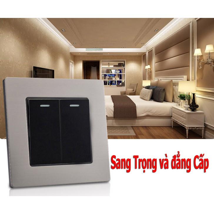 Công Tắc Điện Âm Tường 2 Nút Mặt Kim Loại Cao Cấp TENKO TK-F71-B-02