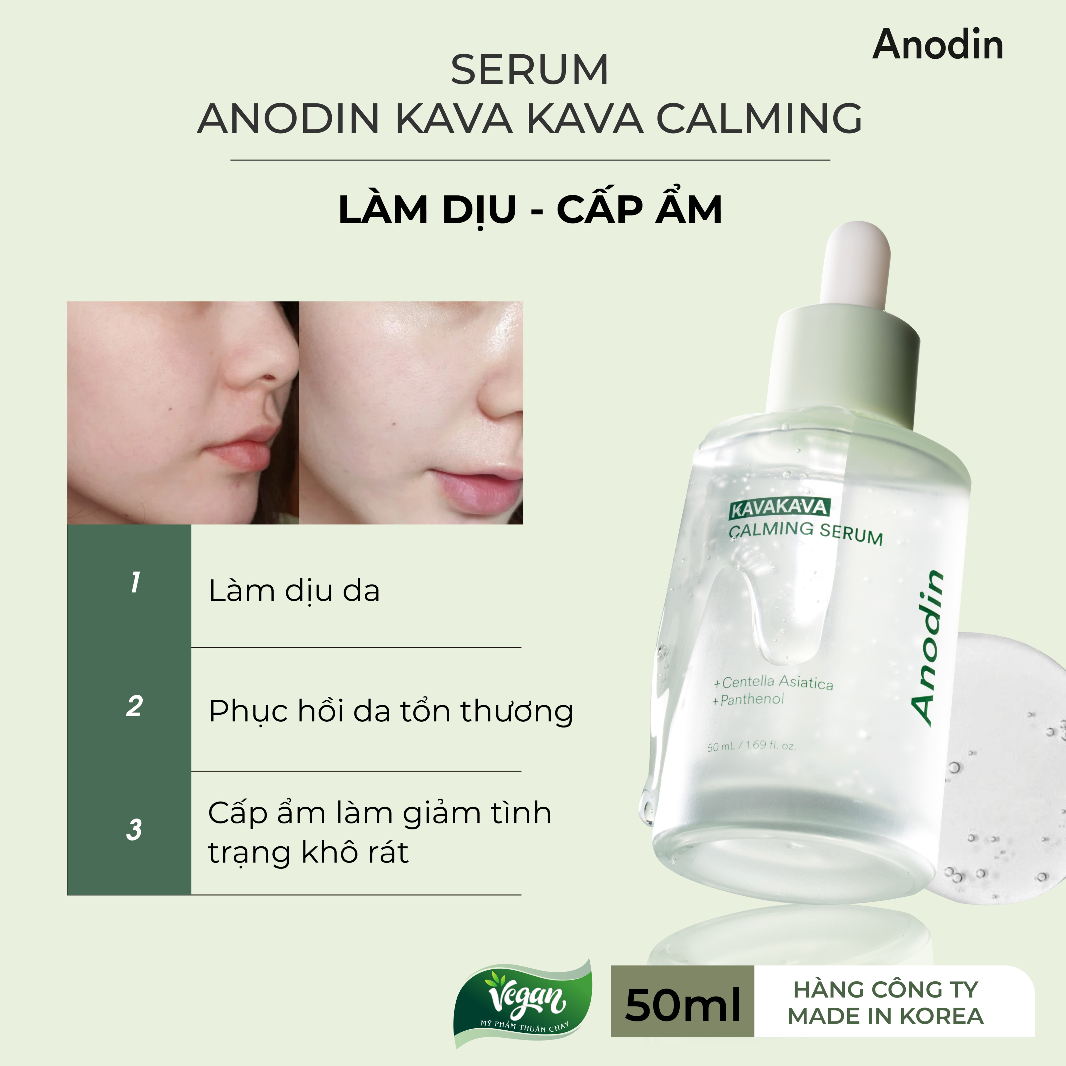 Serum siêu cấp ẩm và phục hồi da Kava Kaka Calming Anodin 50ml - Hàn Quốc Chính Hãng