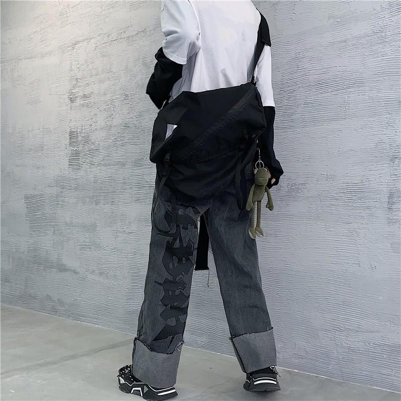 Quần jean ulzzang unisex xám họa tiết