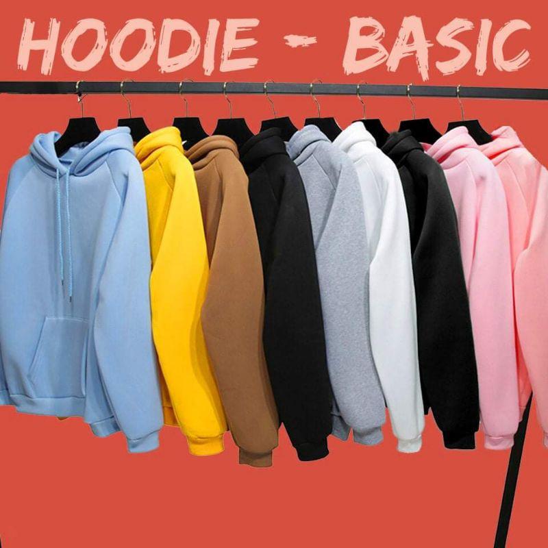 Áo nỉ hoodie from rộng unisex, áo nỉ trơn nam nữ dáng rộng đủ màu sắc