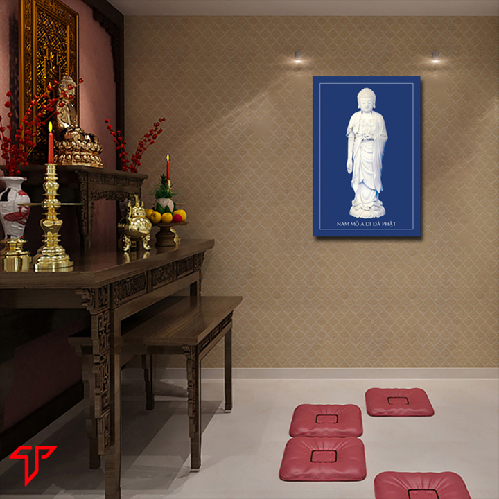 Tranh phật pháp mẫu tượng phật đứng treo trang trí tường nơi thờ cúng linh thiêng, Tranh Phật Giáo Adida Phật 2283