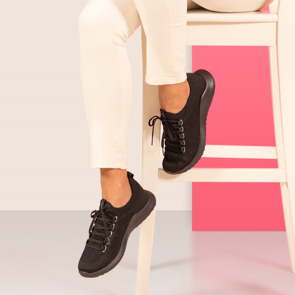 Giày sức khỏe nữ Aetrex Carly Black - Giày thể thao xỏ mềm nhẹ giảm đau gối, lưng khi vận động