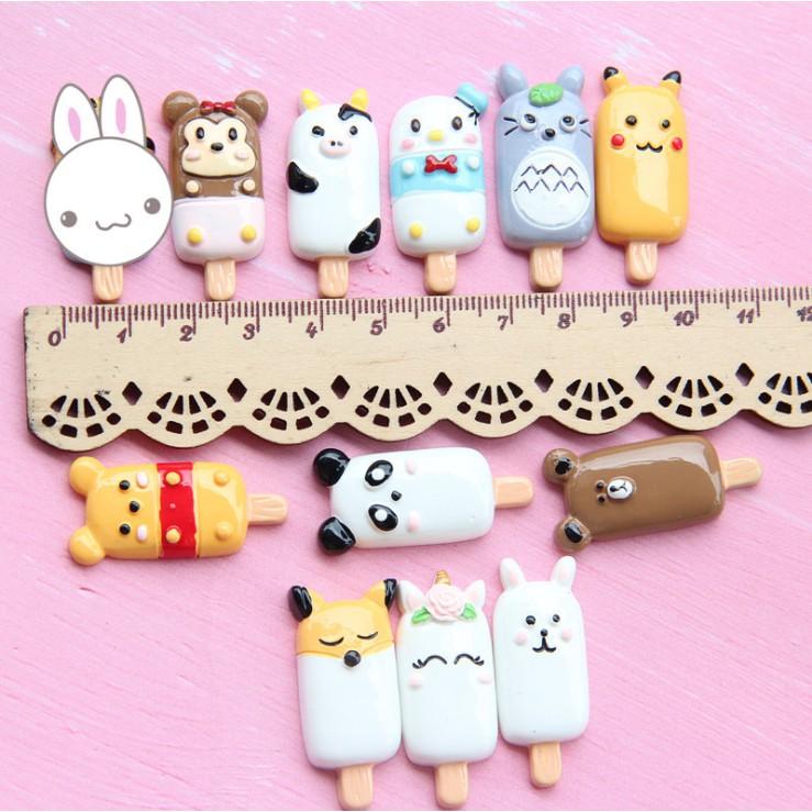 Chuyên Charm * Charm các mẫu kem que nhân vật hoạt hình Pikachu, Totoro, Brown Bear, Pooh trang trí vỏ điện thoại, DIY