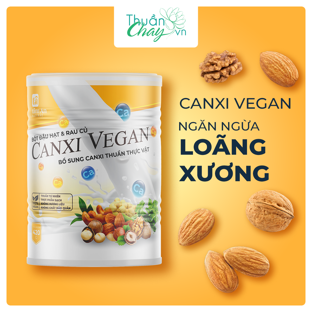 BỘT CANXI VEGAN BỔ SUNG CANXI DÀNH CHO NGƯỜI LOÃNG XƯƠNG (420g)