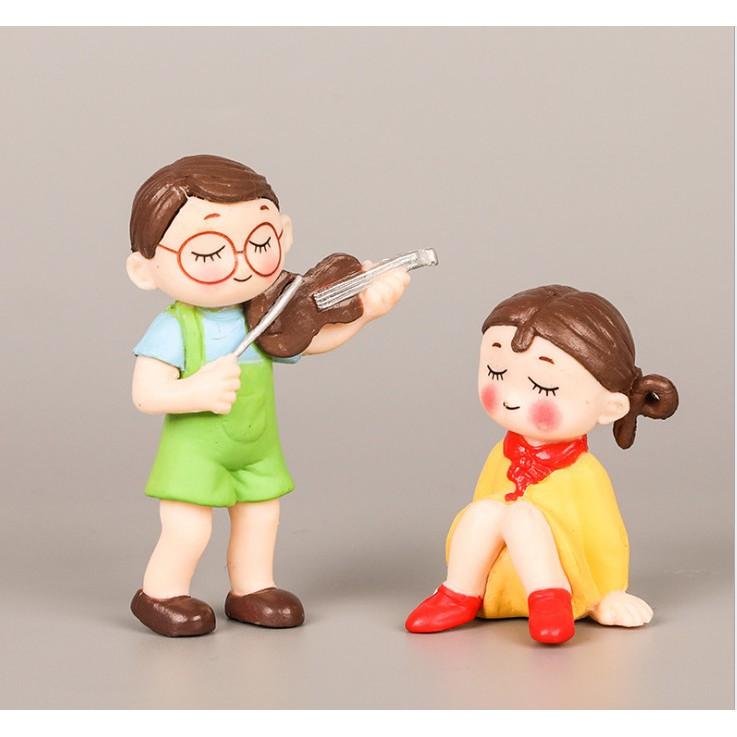Full set bé trai, gái dễ thương trang trí tiểu cảnh quà tặng trang trí