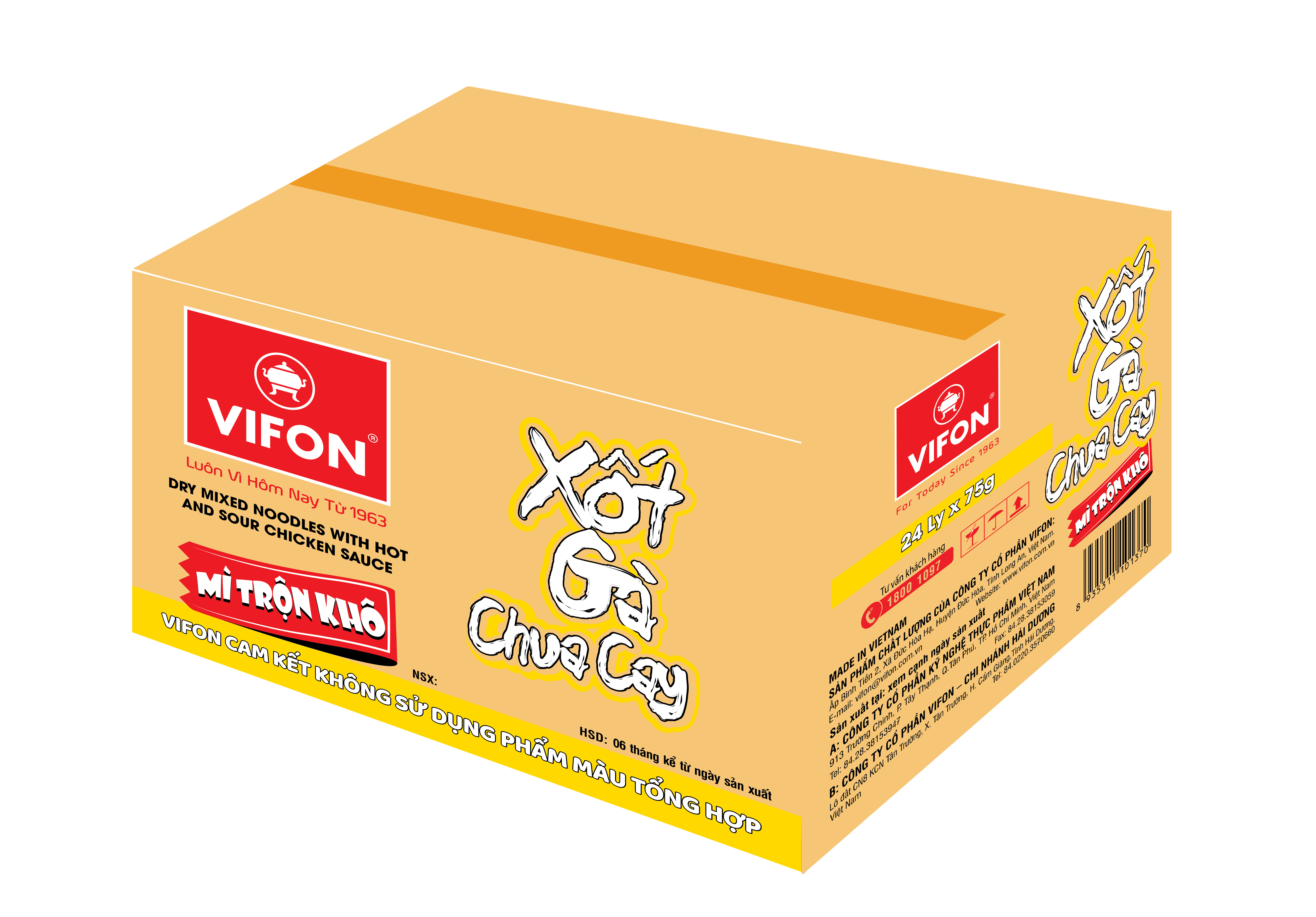 Thùng 24 Ly Mì Trộn Xốt Gà Chua Cay VIFON (75gr/ Ly)