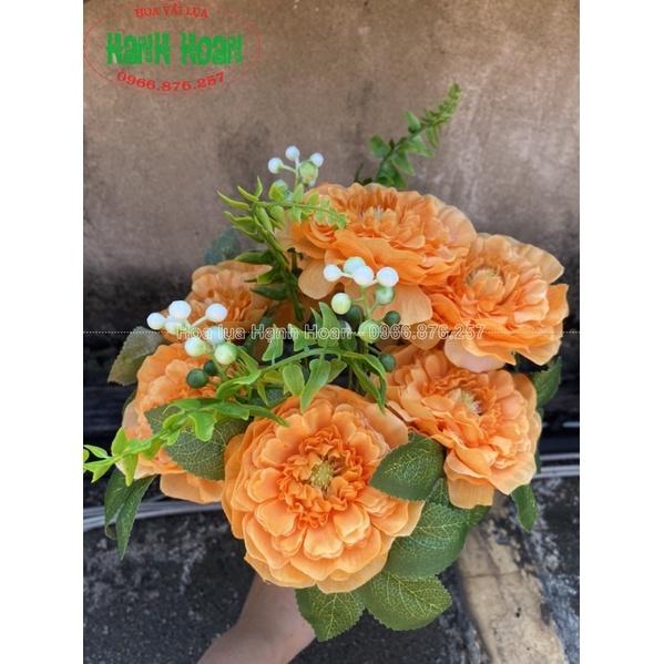 Chùm hoa Mẫu Đơn Tràm 8 bông cao cấp - Hoa lụa, hoa cụm trang trí