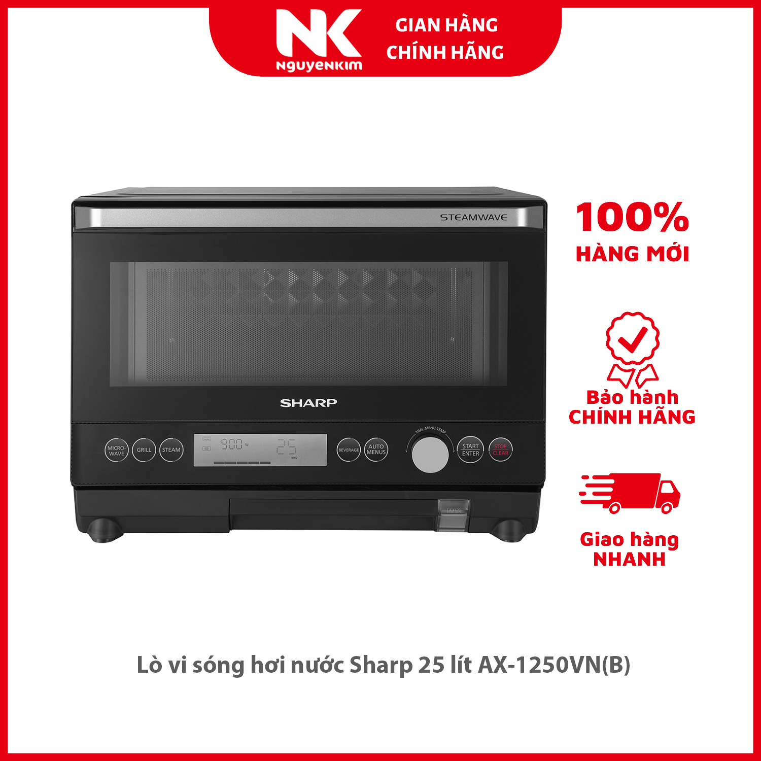 Lò vi sóng hơi nước Sharp 25 lít AX-1250VN(B) - Hàng chính hãng